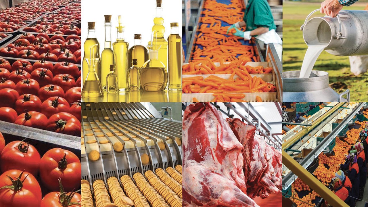 Symbolic image of agrofood industry showing fresh milk production, cows in green fields, and dairy processing equipment highlighting nature and quality